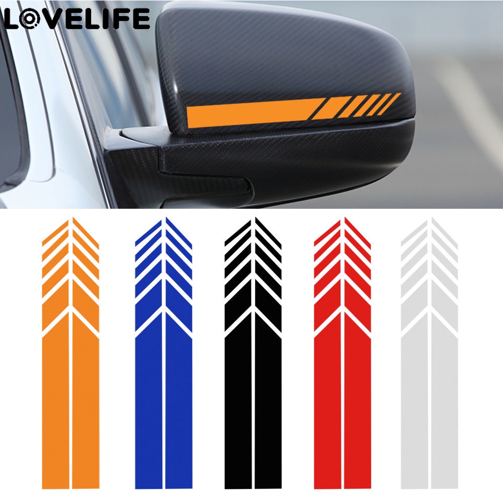 5warna Spion Garis Stiker Aksesoris Eksterior Mobil Styling Mobil Dekorasi Stiker 3D Reflektif Tahan Air Mobil Sisi Spion Stiker