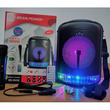 Speaker karaoke Bluetooth Kimiso 3602 Free Mic Suara Bass Echo LED Colorfull