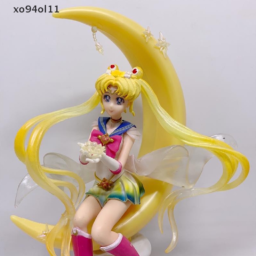 Xo 20CM Sailor Moon Anime Tsukino Usagi PVC Action Figure Moon Hare Sailor Moon Zero Figure Model Karakter Kartun Koleksi Mainan Hadiah Anime Toy OL