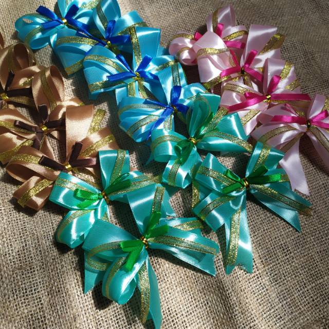 

PITA SATIN BIASA siap pakai warna bebas 2.5 cm ukuran jadi 10-12cm pita hantaran pita besek pita