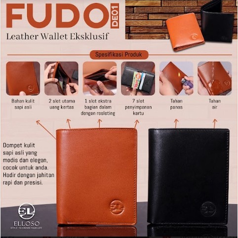 Dompet Kartu Pria Lipat Kulit Asli Original KULIT SAPI Kualitas Terbaik DE01