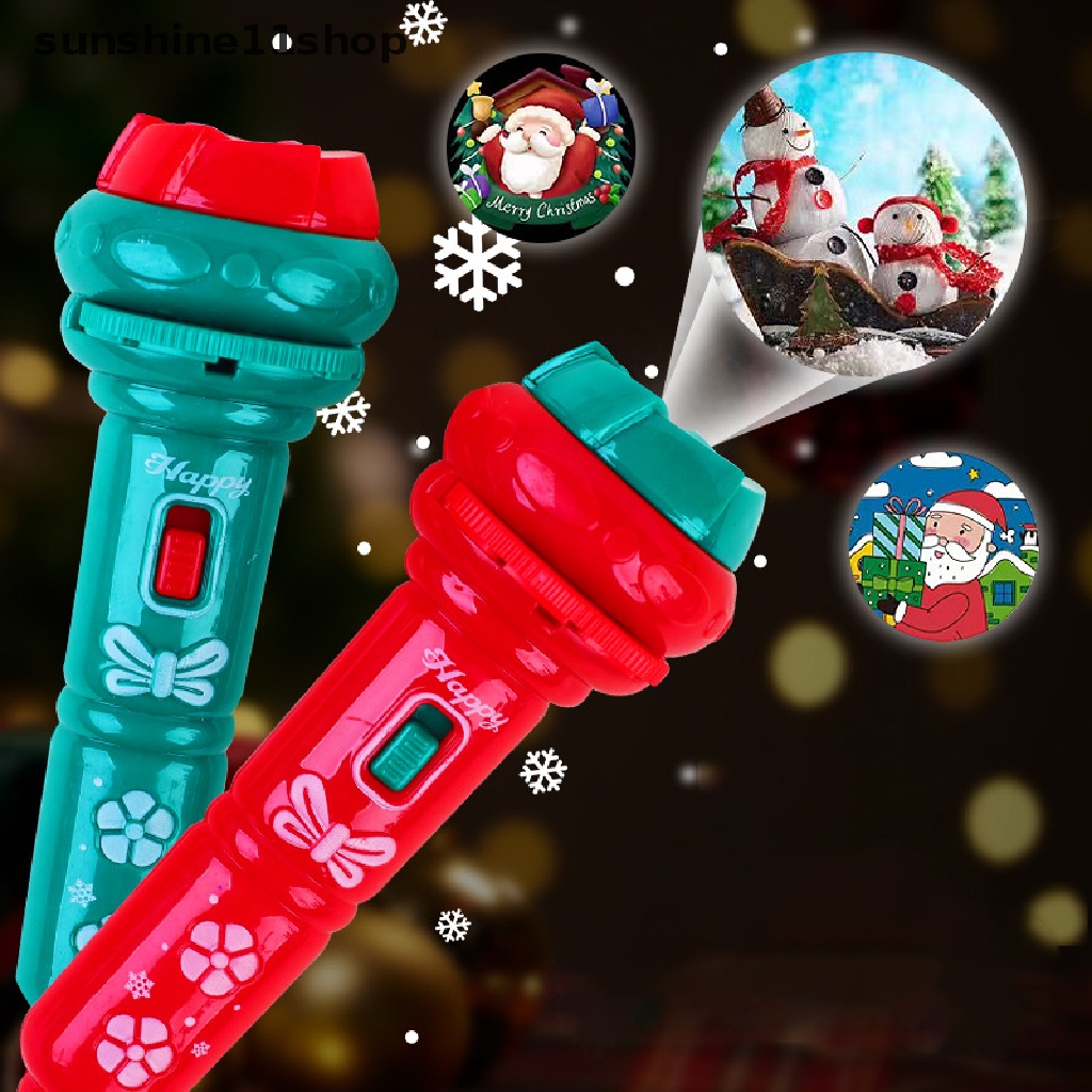 Sho 1Set Senter Proyeksi Natal Multi-Fungsional Portable Motif Kartun Lucu Glowing Mainan Edukasi Dini Untuk Anak Dekorasi Xmas N