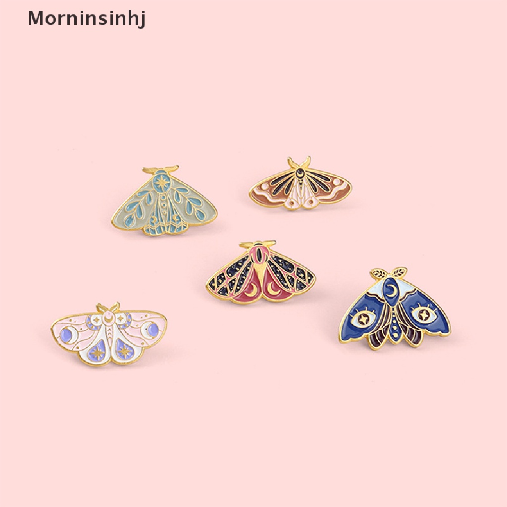 Mornin Warna Ngengat Enamel Pin Art Paing Serangga Tas Bros Kerah Lencana Kartun Perhiasan id