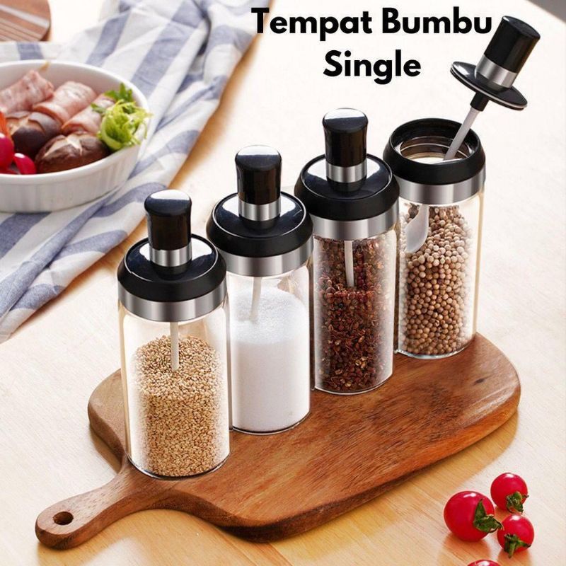 Botol Bumbu Dapur Kaca/ Wadah Bumbu Dapur Kaca Bening 250 ml