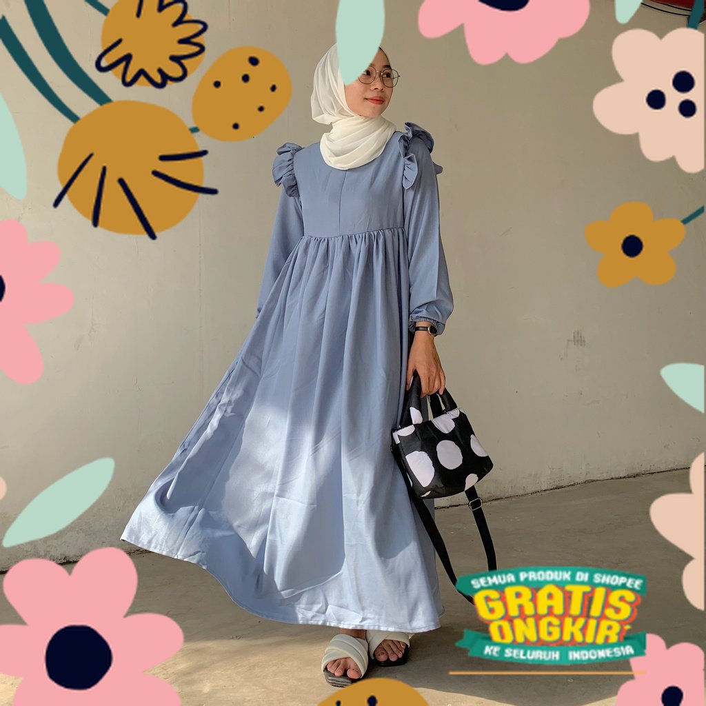 NATASYA DRESS GAMIS / polos garis kotak