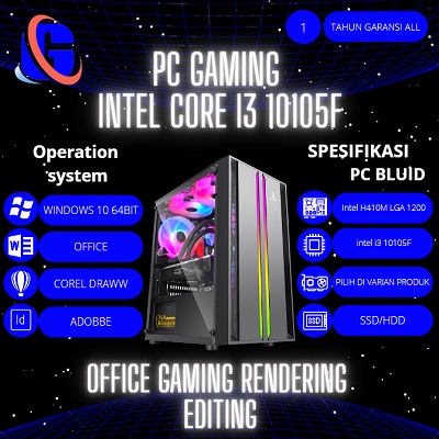 PC Rakitan Intel Core i3 10105F ( GTX 1660 6GB SUPER ) Gen 10  Siap Gaming  editing &amp; Rendering