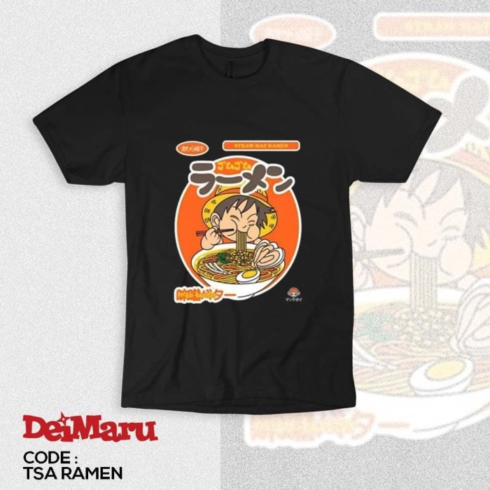 Kaos Distro Anime One Piece Mugiwara Luffy Eat Kid Kanji - TSA Ramen