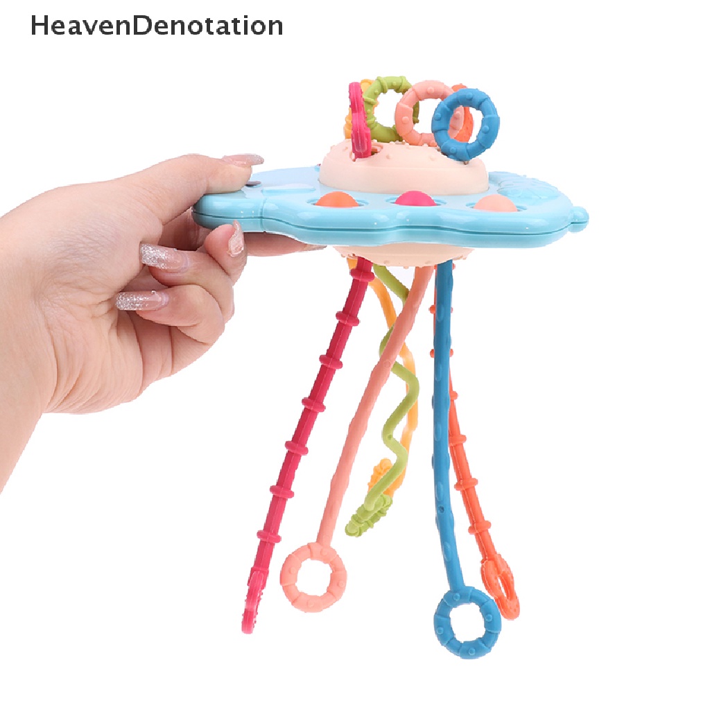 [HeavenDenotation] Bayi Montessori Tarik String Perkembangan Sensorik Mainan Silikon Tarik Travel Mainan HDV