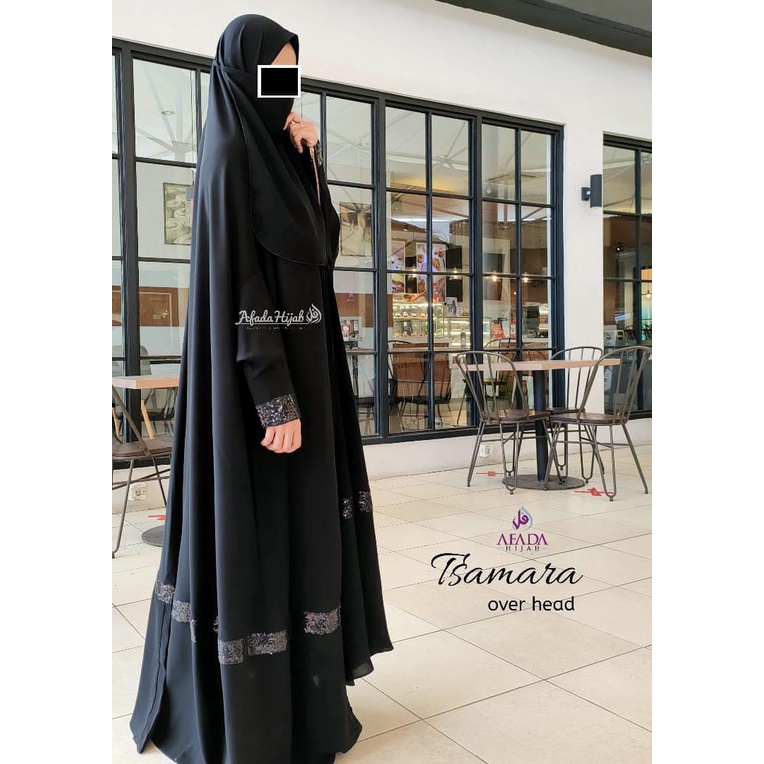 Gamis Dewasa Syari Tsamara Afada Hijab (Hitam Jetblack)