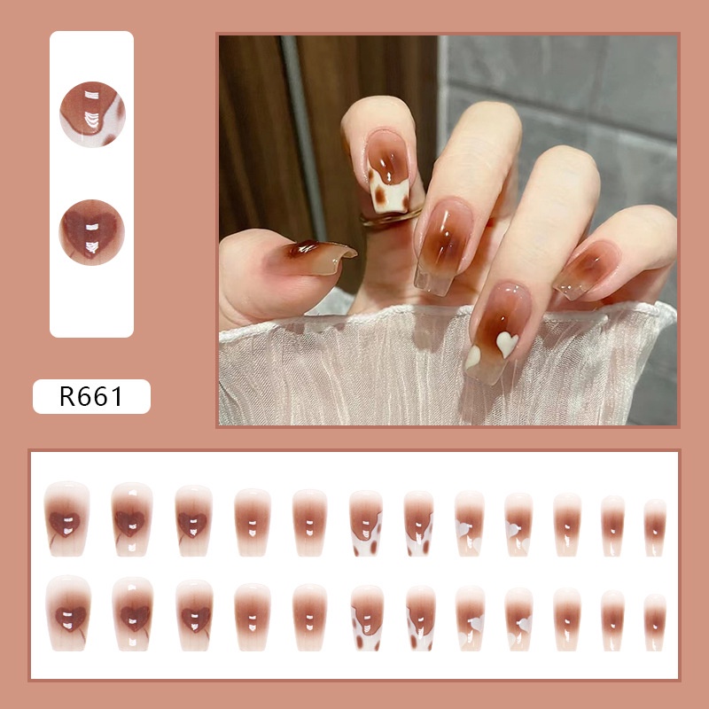 R661-R680 Full Cover Fake Nails Nail Art Tips False Nails 24 Pcs / box