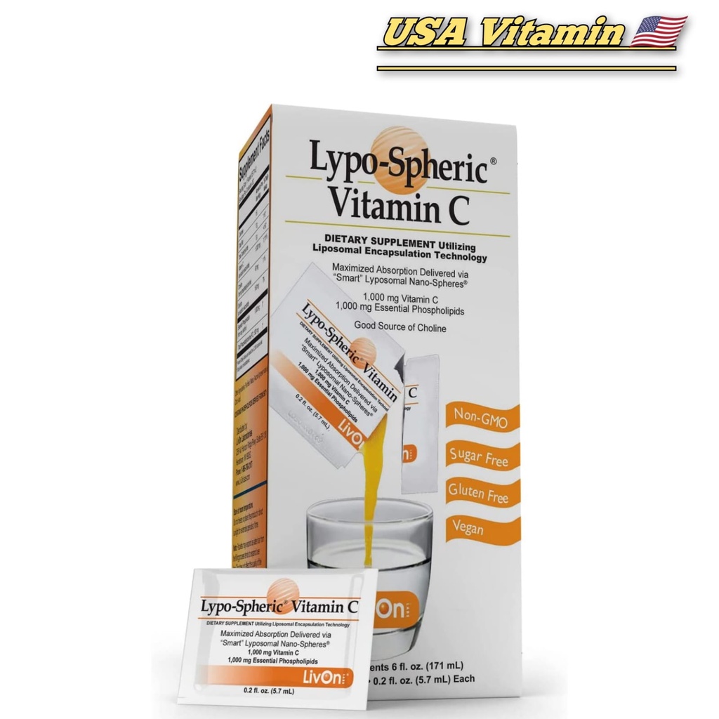 LivOn Labs Lypo–Spheric Vitamin C 1000 mg Liposomal Vit C 30 Packet