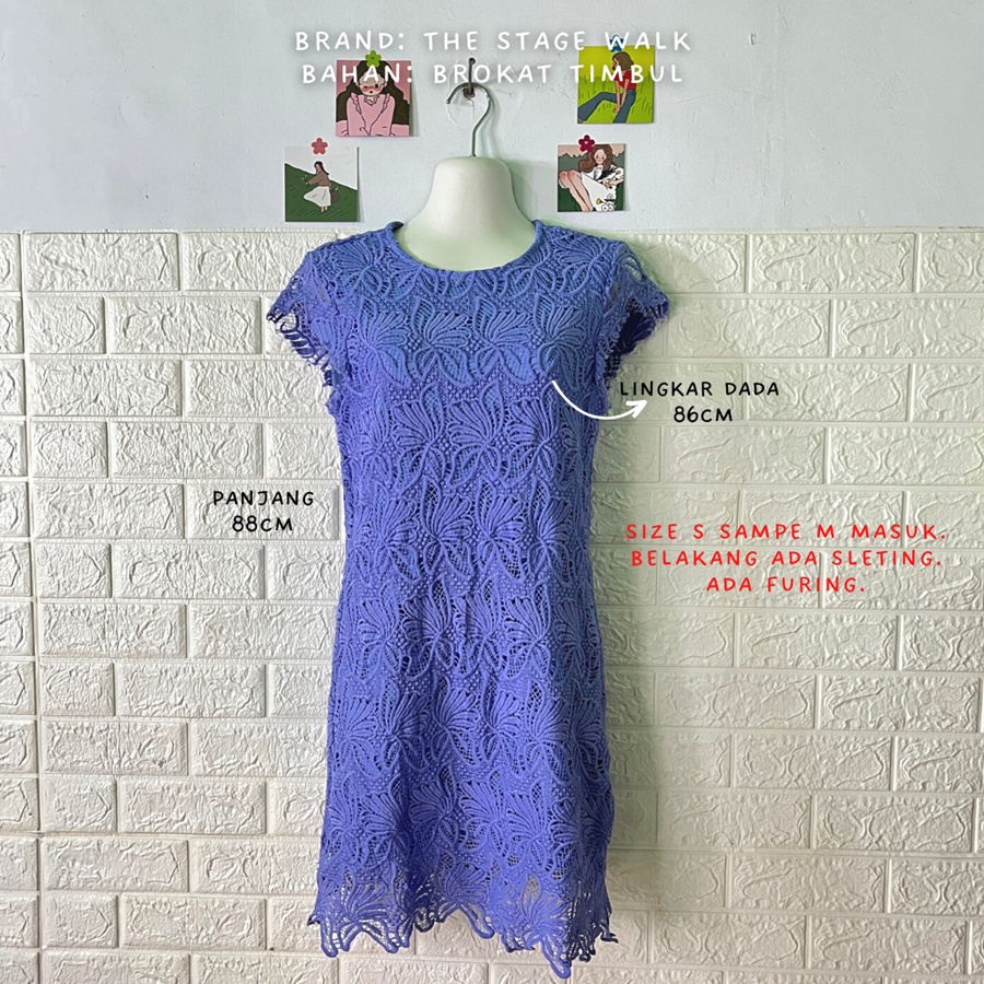 The Stage Walk Dress Brokat Blue Purple Premium High Quality