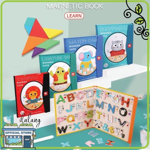

Tangram Magnetic Book Wooden Toy Busy Book Buku Edukasi Anak English