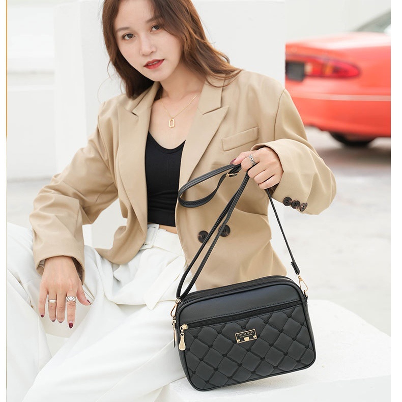 TAS SELEMPANG WANITA KOREA KULIT FOREVER YOUNG MURAH FASHION SLING BAG HITAM BALTIME TA733B5 SIMPLE REMAJA KEKINIAN LUCU BATAM IMPORT CEWEK SHOULDER BAHU BRANDED PREMIUM