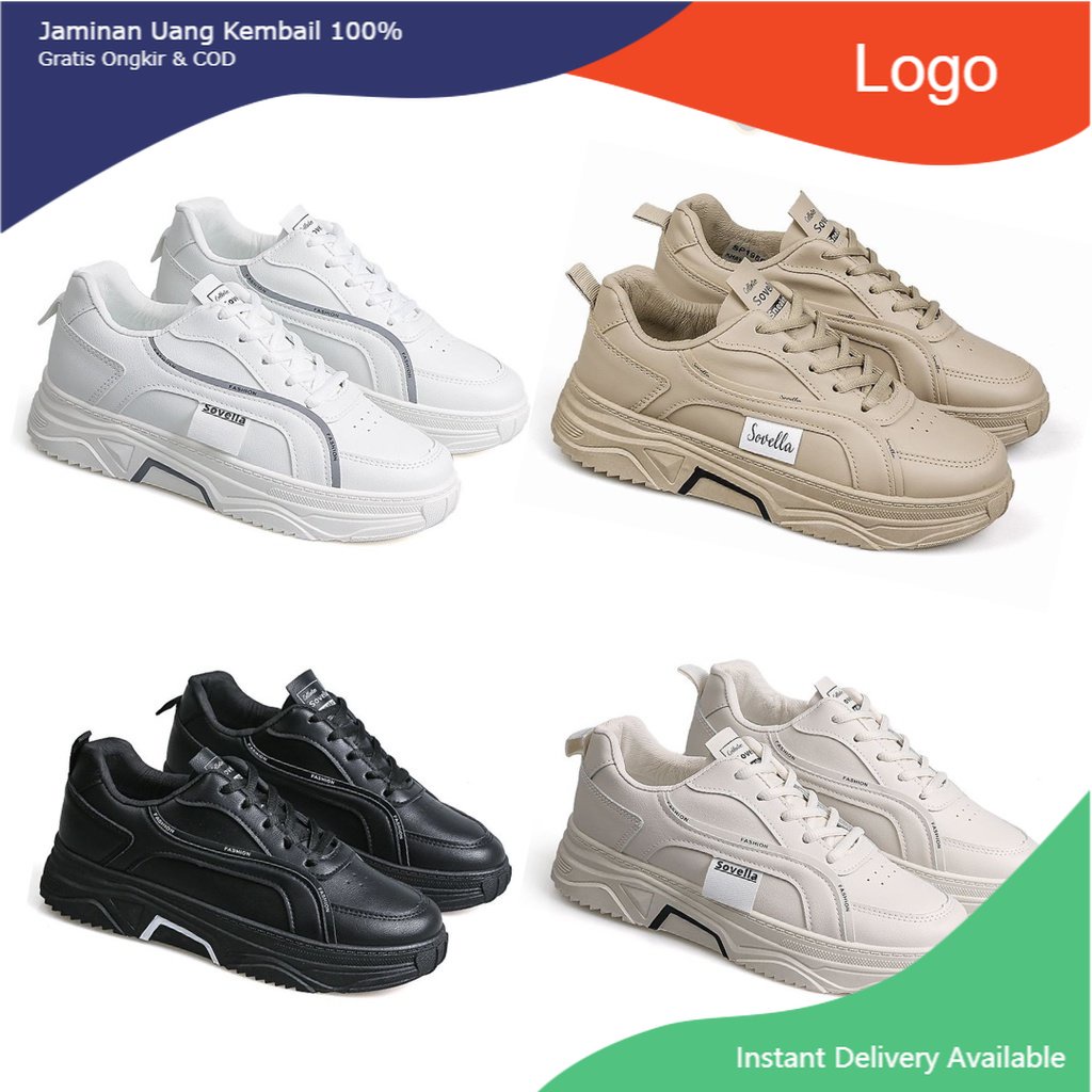 distrosteam SOVELLA Jovanka Sepatu Sneakers Olahraga Sport Kets Cewek Putih Simple Polos Terbaru Imp