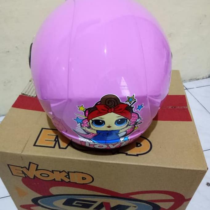 HELM ANAK MLA EVO TEEN GAMBAR LOL LOVE WARNA PINK