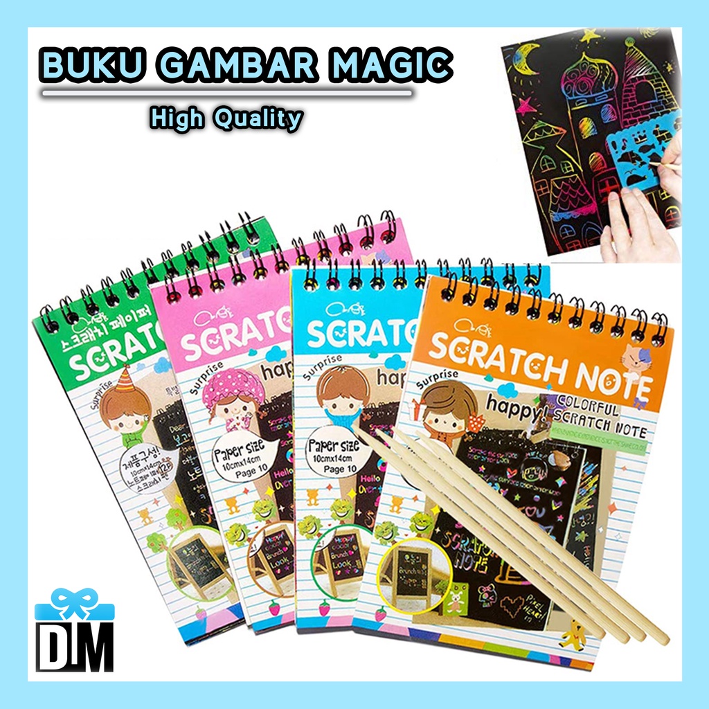 

Buku Magic Scratch Note Mini Buku Gambar Mini Ajaib Magic Rainbow Unik #M