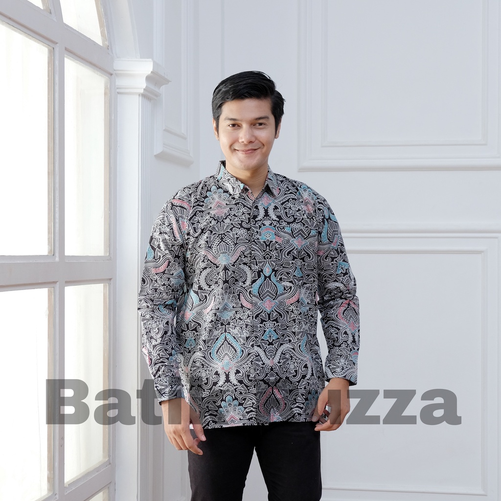 RUZZA Batik Pria Lengan Panjang Kemeja Motif Sogan Murai Size M L XL