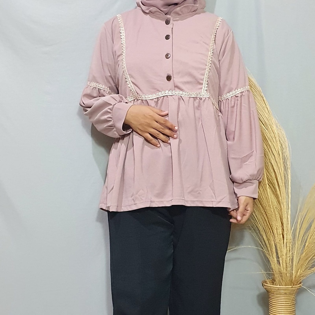 Dailythings Blouse JUMBO Busui Zelvia Renda Ukuran Fit L sampai XXL Ld 110cm Pjg 68cm