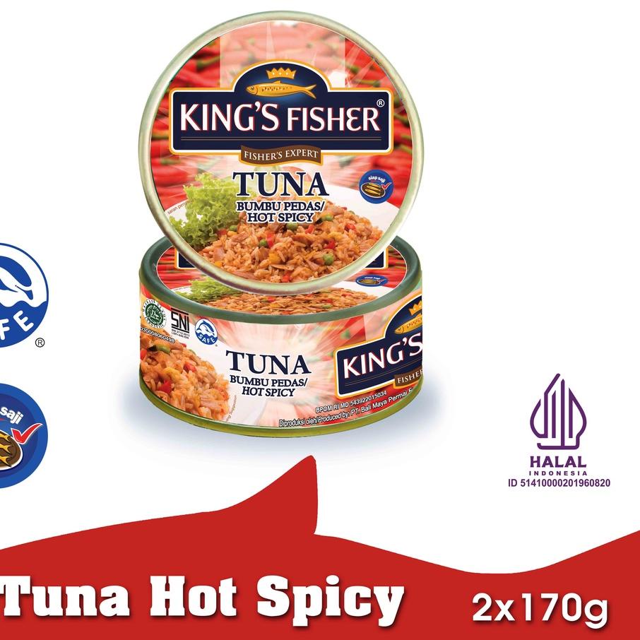 

✨COD✨ King's Fisher Paket 2 Pcs Tuna Canned Hot Spicy Daging Tuna Makanan Kaleng 170 gr 