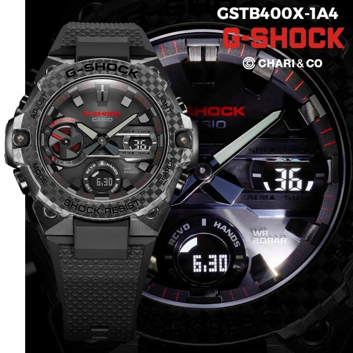 DISKON Jam Tangan G-Shock GST-B400 G-Steel Strap Rubber Black Chronograph