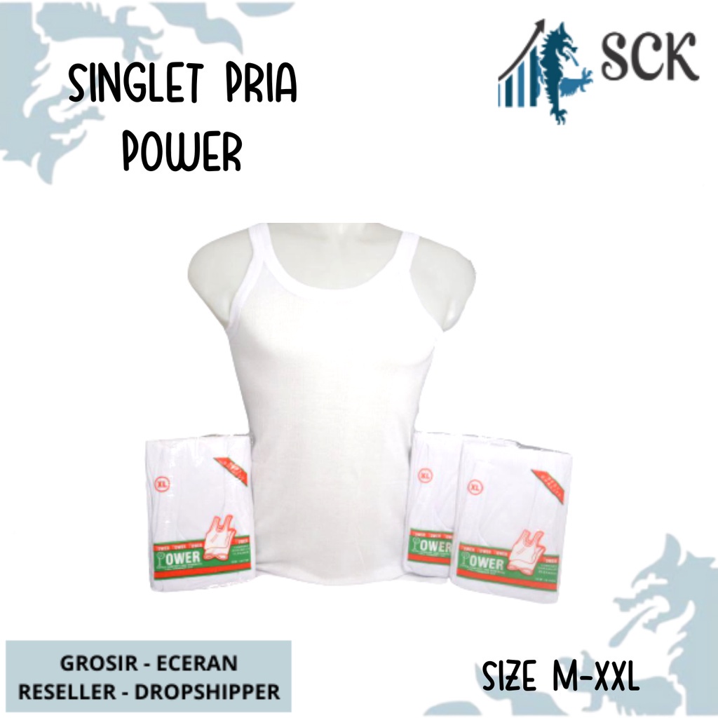 [ISI 3] Singlet Pria POWER / Kaos Dalam Bahan Adem Halus Murah Berkualitas  - sckmenwear GROSIR