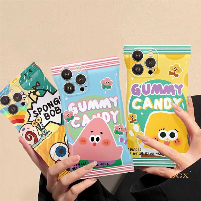 Redmi 10C Note 11 Pro Note11S 10A 9C 9A 10 9T Note10 5G 10s Note9 Note8 Note 9S Poco X3 NFC M3 Lucu Spongebob Patrick Kartun Lucu Bentuk Permen Casing Ponsel Lembut TPU Cover DGX