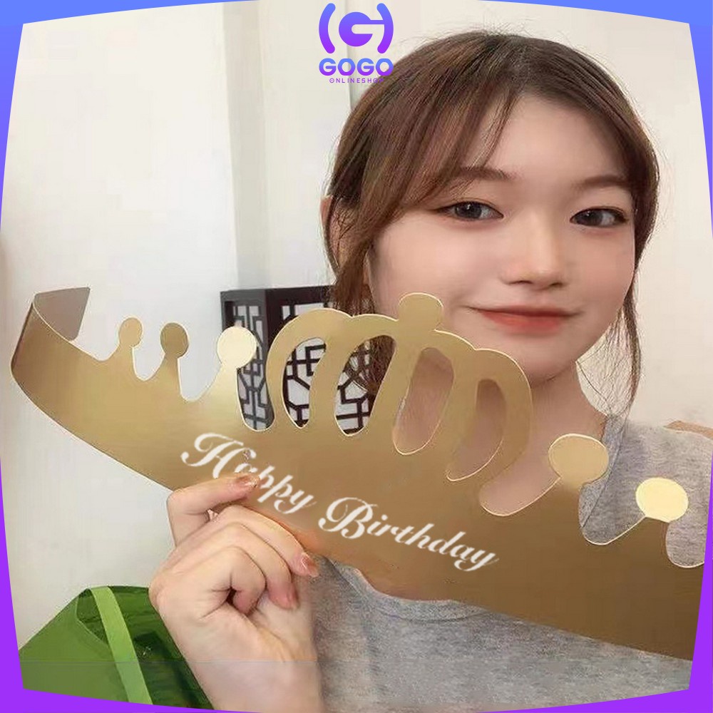 GOGO-C790 Topi Anak Ulang Tahun Kertas Bentuk Mahkota / Crown Happy Birthday Party Hat Topi Kertas HBD Dekorasi Pesta