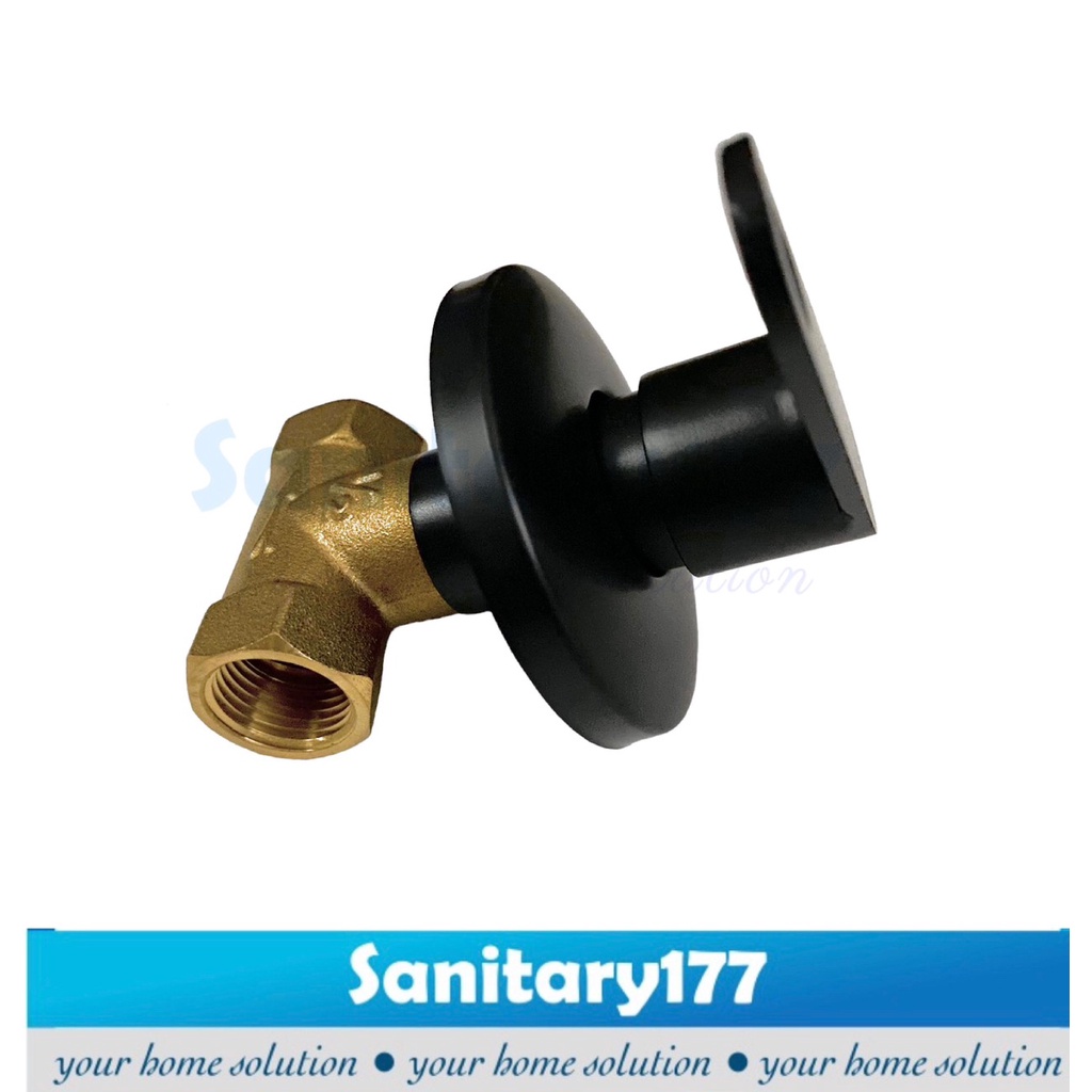 Stop Kran Shower tembok Tanam Kuningan HITAM VC-stop Keran air shower minimalis stainless Pendam Kamar Mandi Keran Air black wall faucet brass /T66