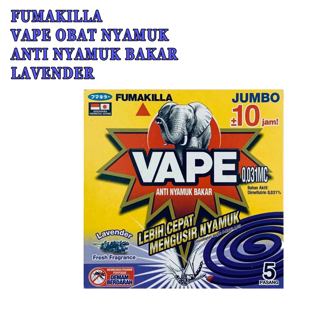 Vape* fumakilla* Anti nyamuk bakar* 0.031MC* 0.08MC* Lavender* Hitam