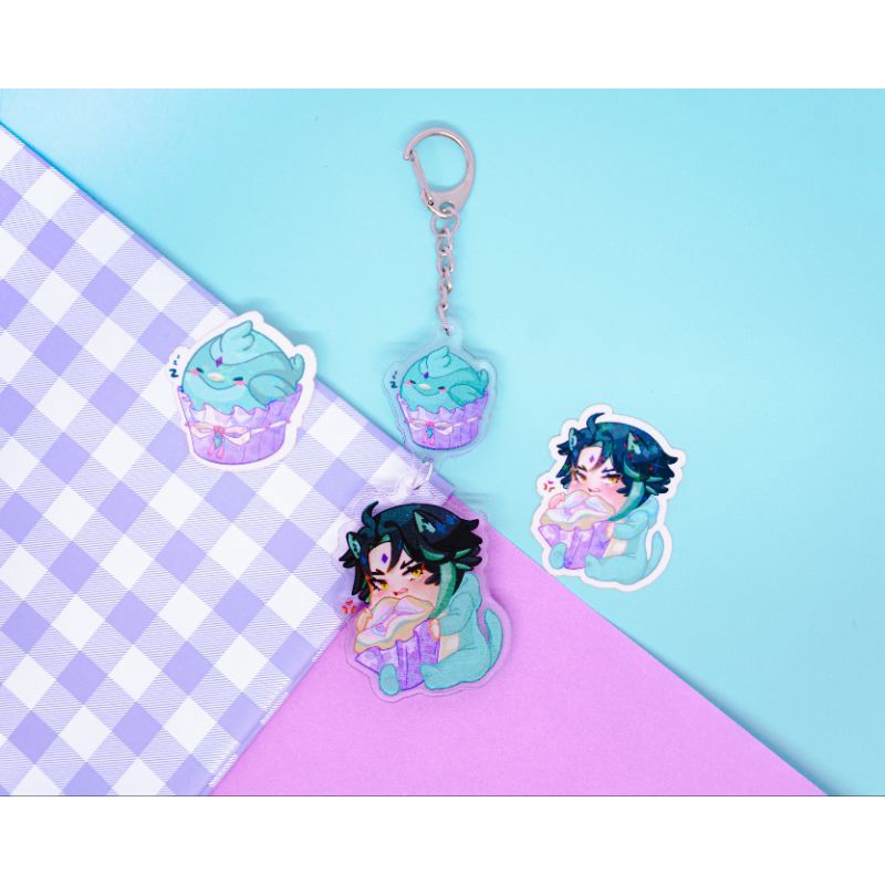 [ diskon ♡ ] Character complete pack keychain sticker zhongli xiao venti tartaglia childe