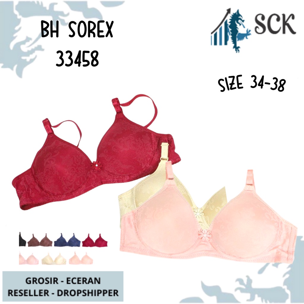 BH SOREX 33458 Tanpa Kawat Busa Tipis Motif / Pakaian Dalam Wanita - sckmenwear GROSIR