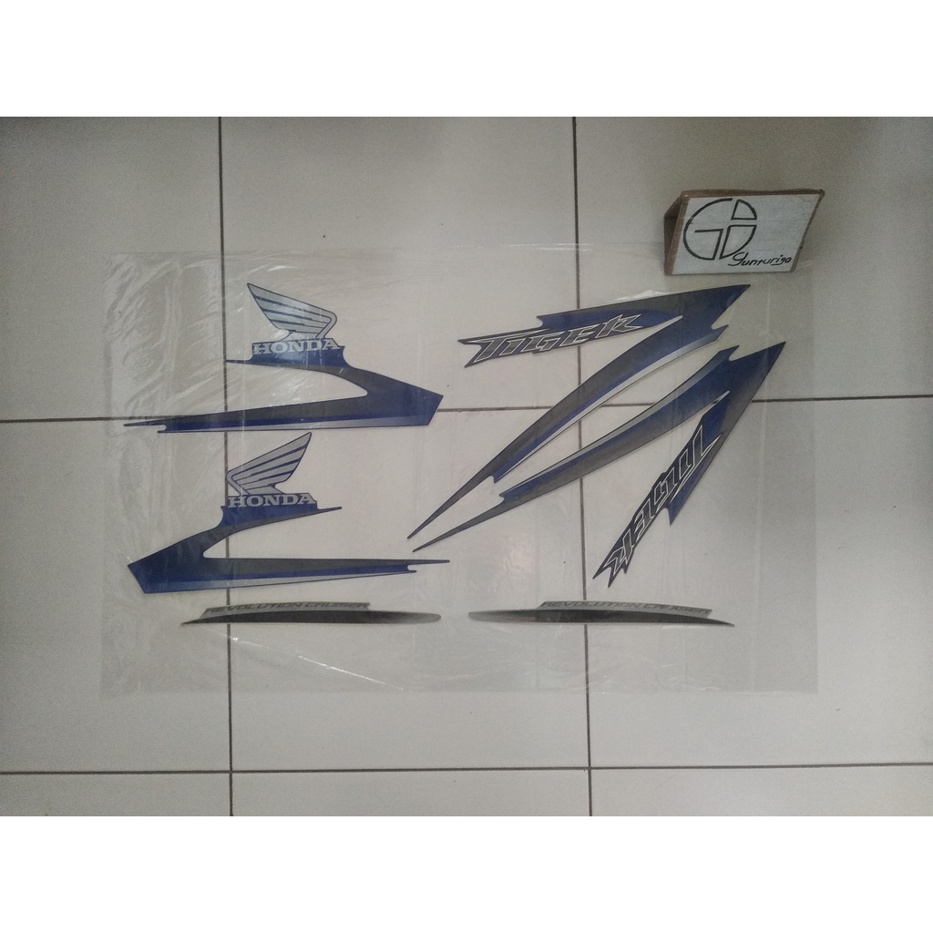 Striping Sticker Lis Honda Tiger Revo PC 2009 2010 Biru Silver Original