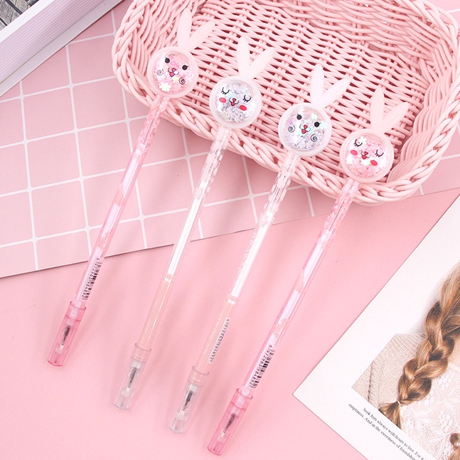 1pc Kawaii Cute Rabbit Modelling Gel Pen 0.5mm Isi Ulang Tulisan Hitam Pena Netral Perlengkapan Kantor Sekolah