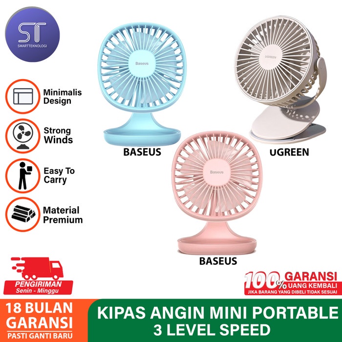 Terlaris Baseus Pudding Shaped Fan Usb Portable Kipas Angin Mini Meja 3 Speeds