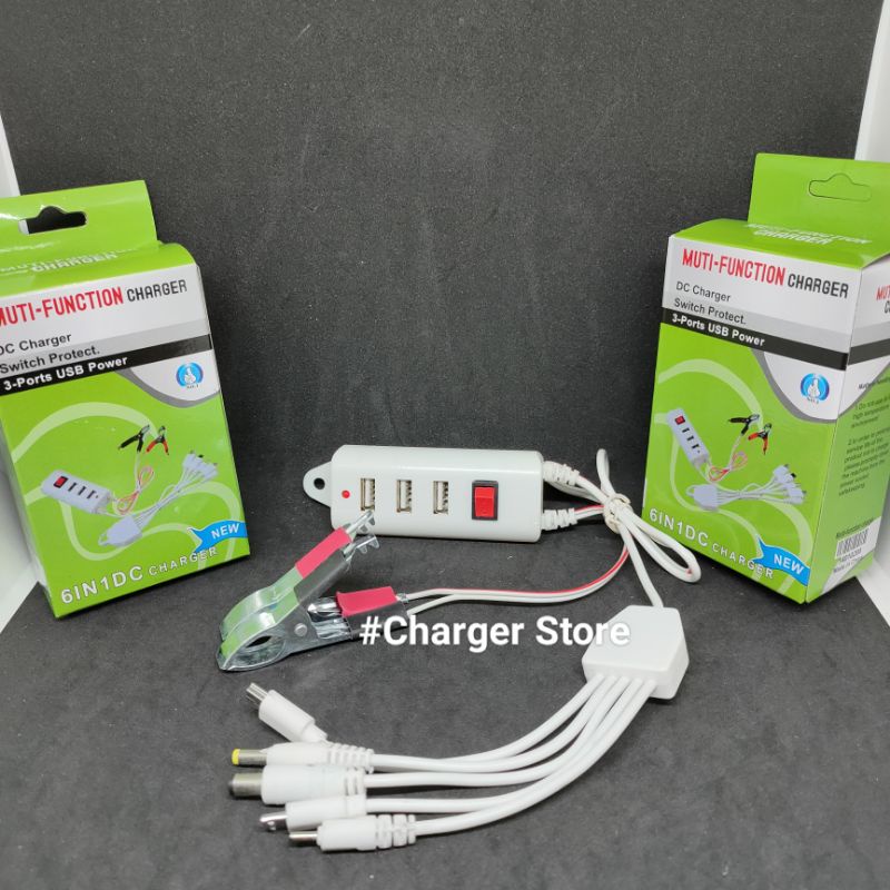 Charger Motor Aki 6in1 DC Charger Casan Hp Di Motor Multi Function Kabel