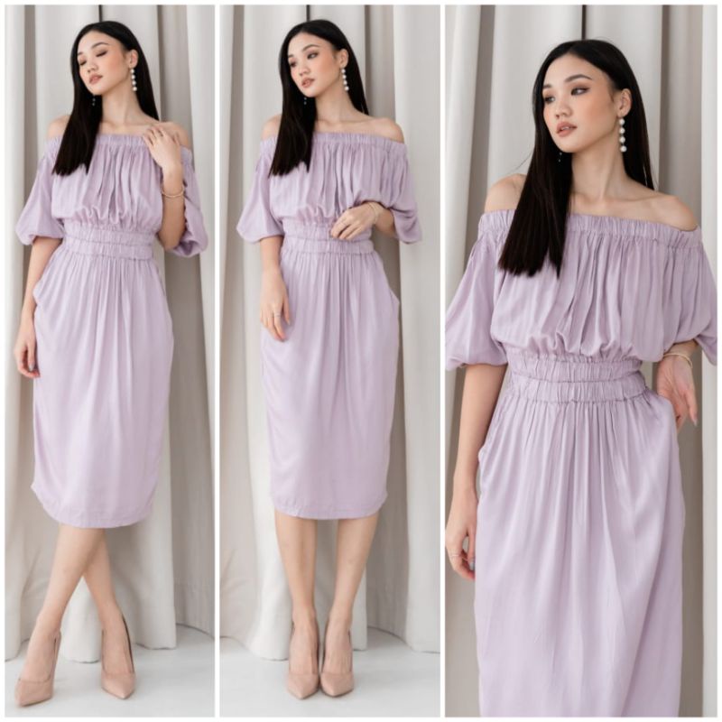 ⚡️ CLEARANCE SALE ♡ PREMIUM ♡ ORIGINAL ! KEYLIE RUBBER SABRINA MIDI DRESS