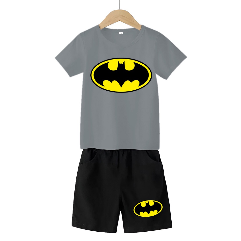 Baju Stelan 3/4 Anak  Bat man Cowok Cewek  Usia 1 - 4 Tahun Celana Pendek Harian