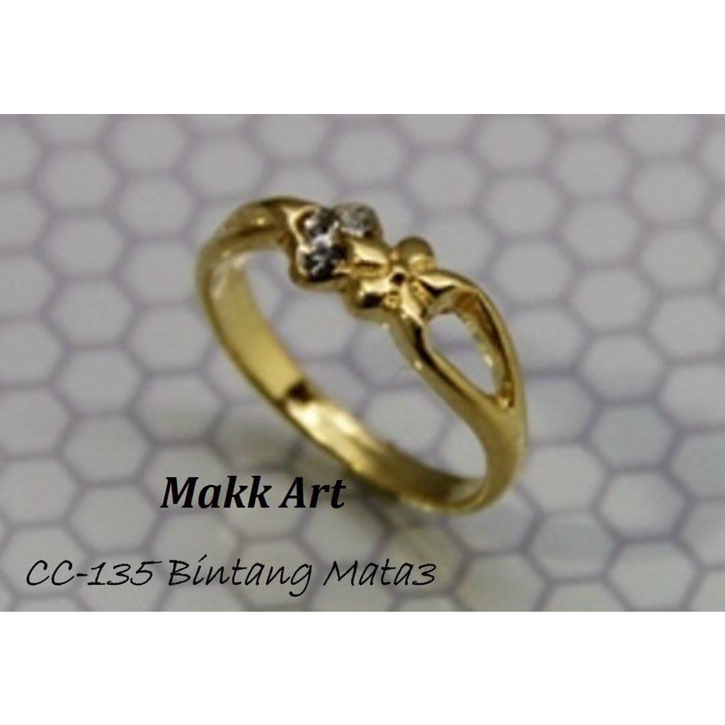 cincin Cor imitasi  CC-135A/S ,cincin BINTANG MATA 3 kuning dan suasa lusinan
