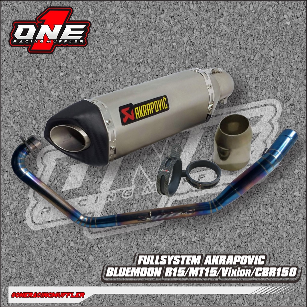 Knalpot racing Akrapovic Fullsystem bluemoon R15/MT15/Vixion/CBR150