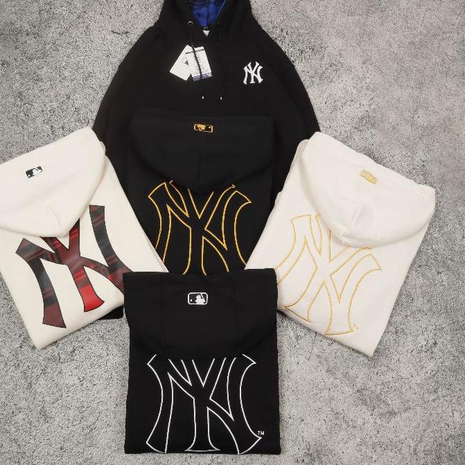 ☛ READYSWEATER HOODIE NY MLB CREAM BORDIR BATIK FULLTAG & LEBEL PREMIUM (BESTSELLER VARIAN) ⅎ