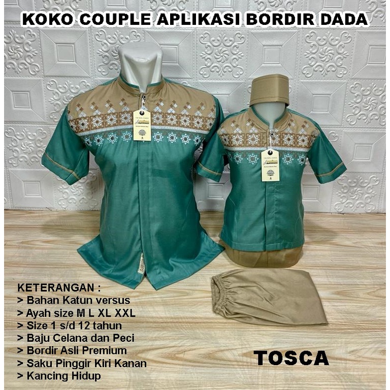 kOKO COUPLE AYAH DAN ANAK MOTIF BORDIR DI DADA / kOKO Couple Ayah dan Anak model Kurta Bordir di Dad