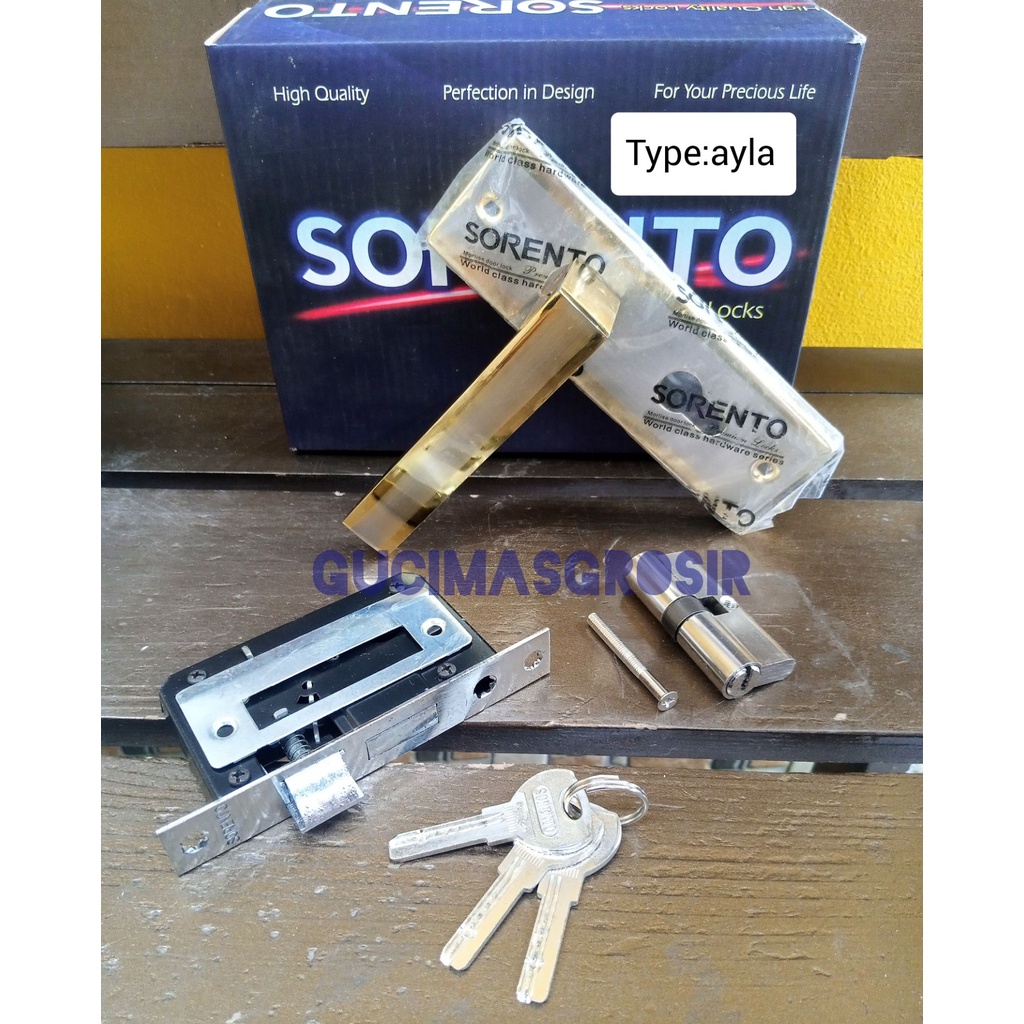 Kunci Pintu Rumah 1 Set Sorento By Bellucci Handle Pintu + Body + Silinder Kunci Pintu Kecil