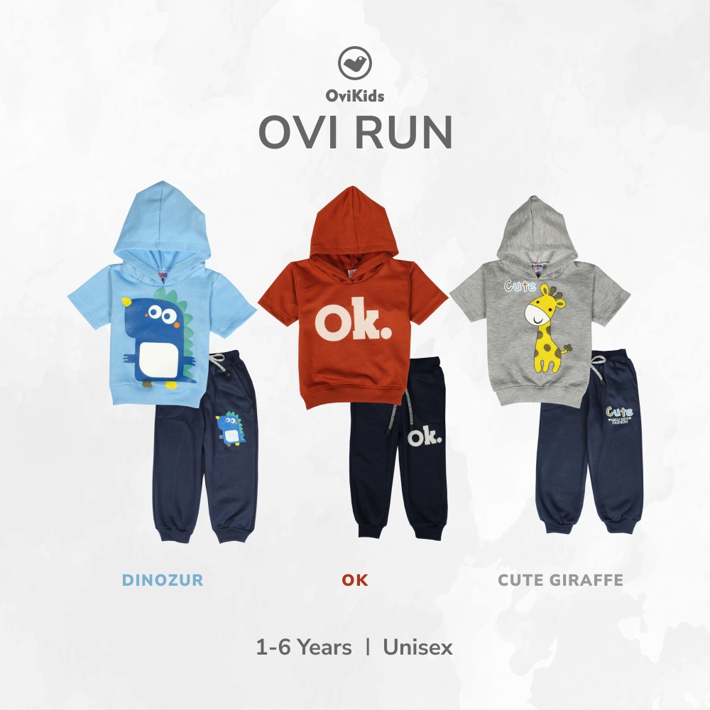 Setelan Anak Sweater Set Hoodie OVI RUN Atasan Bawahan Unisex Hoodie Set Pakaian Baju Anak 1-6 Tahun OVIKIDS