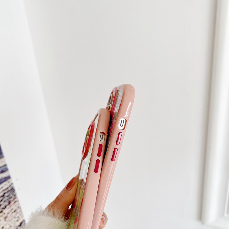 Puff Case iPhone 11 12 13 14 Pro Max 14 Plus Pretty Pink Flower Women's Cute Gifts Soft Casing Cover Pink Tulip Flower