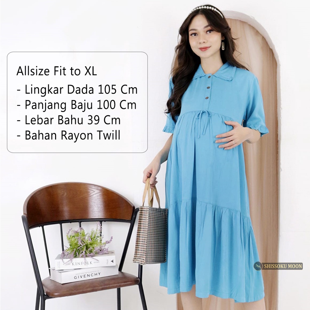 Baju Dress Hamil Menyusui Model Casual Bahan Rayon Twill - Jenny