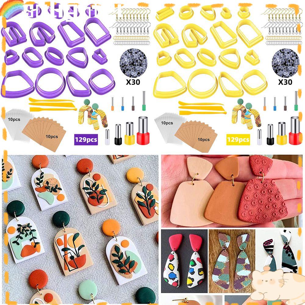 Solighter 129 Pcs Polymer Clay Cutters Handmade Earring Kartu Membuat Perhiasan Cetakan Kue