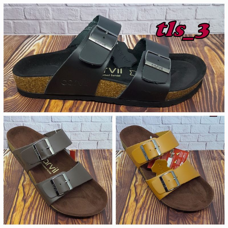 Sandal Kulit Asli Carvil Colorado 02 Ori 39-43 Sandal Slop Pria Casual