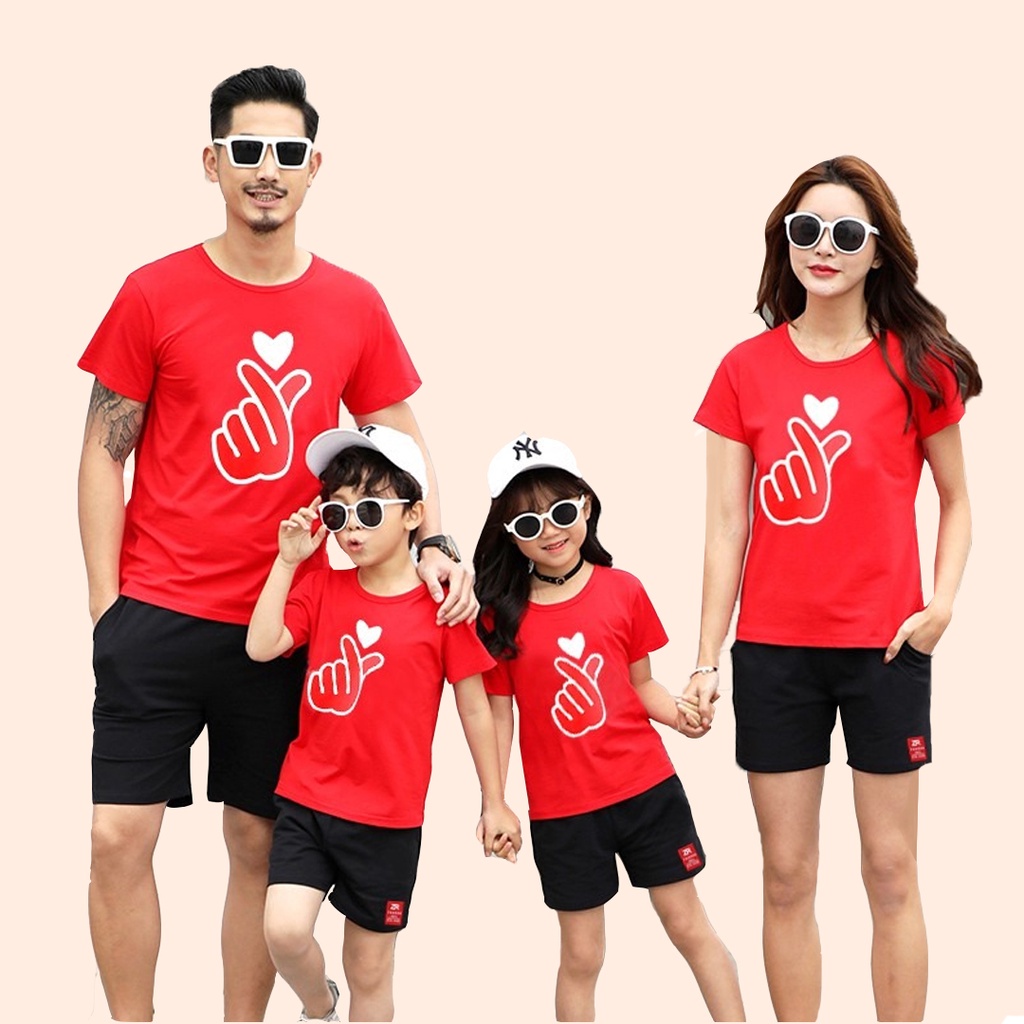 kaos couple lengan pendek baju keluarga SARANGHAE atasan katun kembar bapak ibu anak kapelan seragam