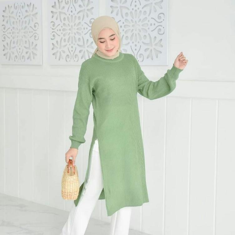 Ready KARENINA TUNIK RAJUT / Karenina Long Tunik / Baju Muslim / Elysa midi dress / Rajut Tunik Prem